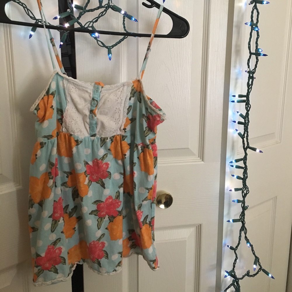 floral crochet button bib tank top